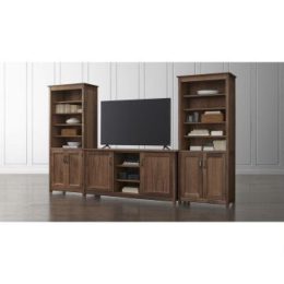 Ainsworth Walnut 64 Media Center And 2 Towers With Glass Wood Doors