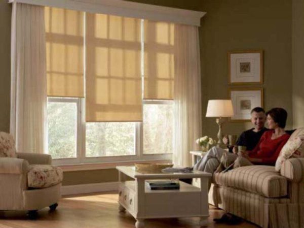 Roller Blinds with Curtains and Valance
