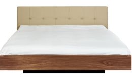 Float Queen Size Bed W Upholstered Headboard