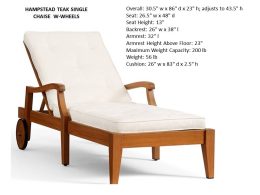 Hampstead Chaise Lounge W Wheels And Cushion