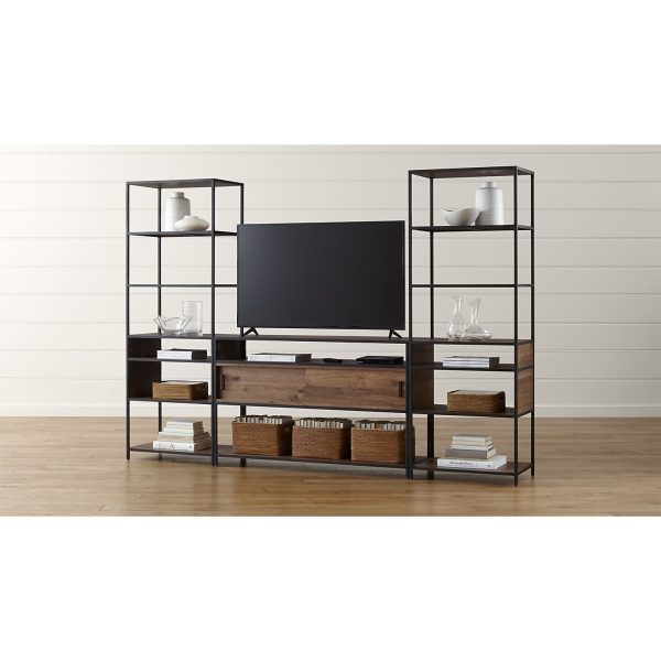 Knox Media Console With 2 Tall Open Bookcase