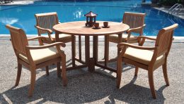 Luxurious Teak Dining Set W 48 Inch Roun Table