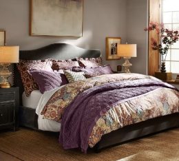 Raleigh Upholstered Camelback Low Bed And Headboard