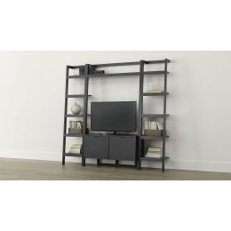 Sawyer Grey Leaning Media Stand With Two 18 Bookcases