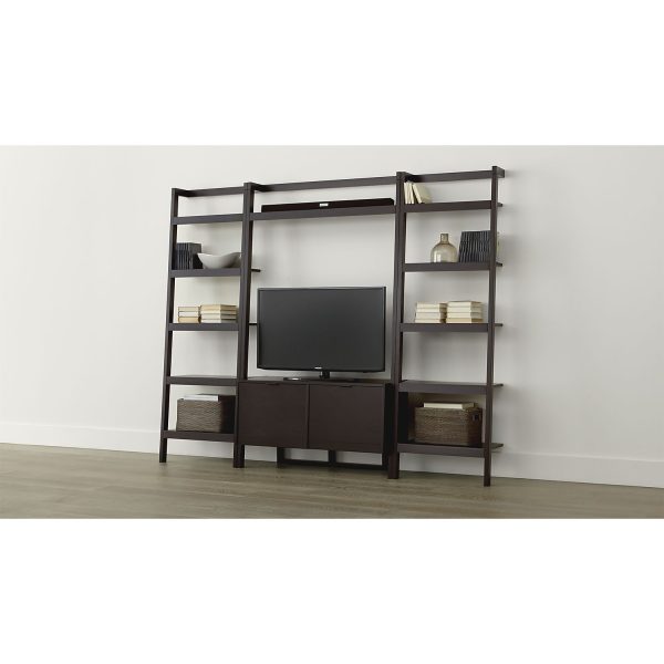 Sawyer Mocha Leaning Media Stand With Two 24.5 Bookcases