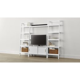 Sawyer White Media Stand With Media Shelf And Two 24.5 Bookcases