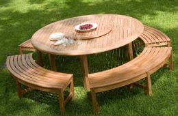 Teak Outdoor Chesapeake 6ft. Round Table And Benches