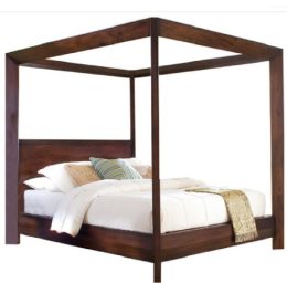 Wood Canopy Bed In Classic Mocha Finish