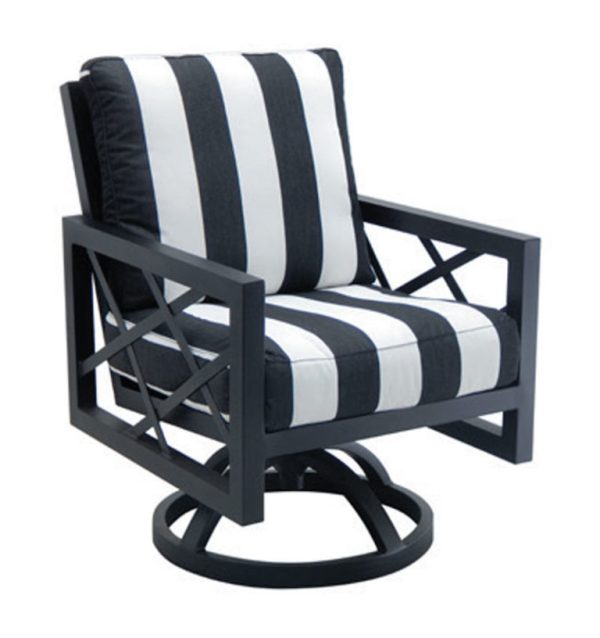 BARCLAY BUTERA PALM SPRINGS CUSHIONED DINING SWIVEL ROCKER