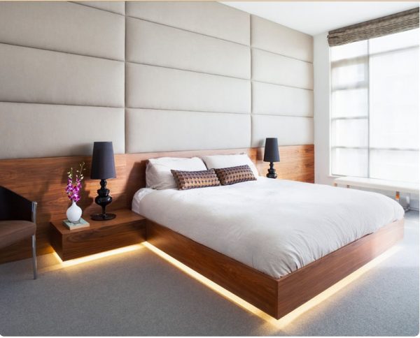 LED Floating Headboard bed