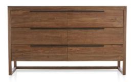 Catalina Six Drawer Natural Wood Dresser